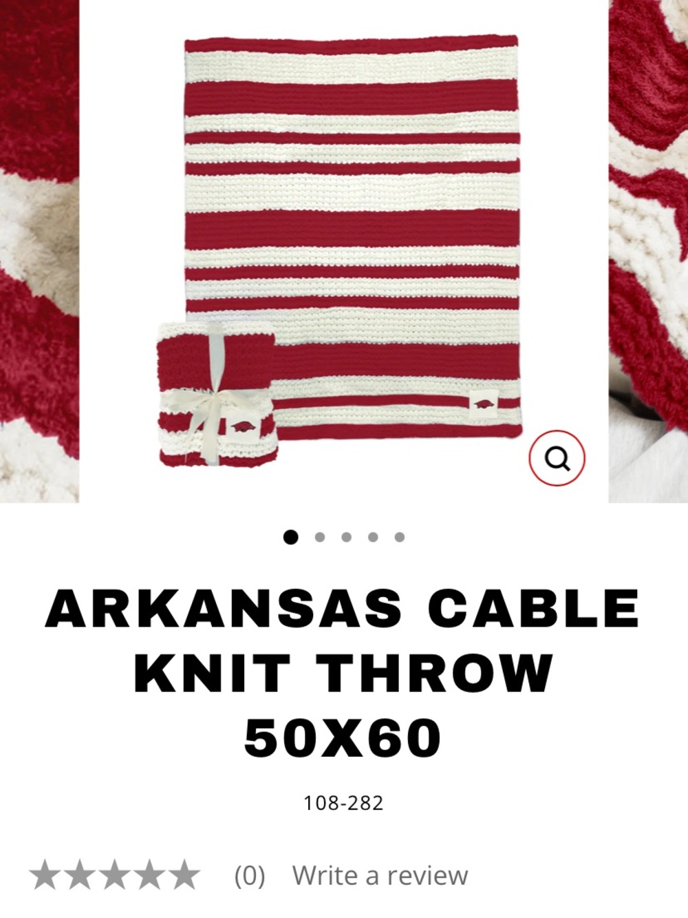 LOGO by Lori Goldstein Red and White Striped Cable Knit Throw